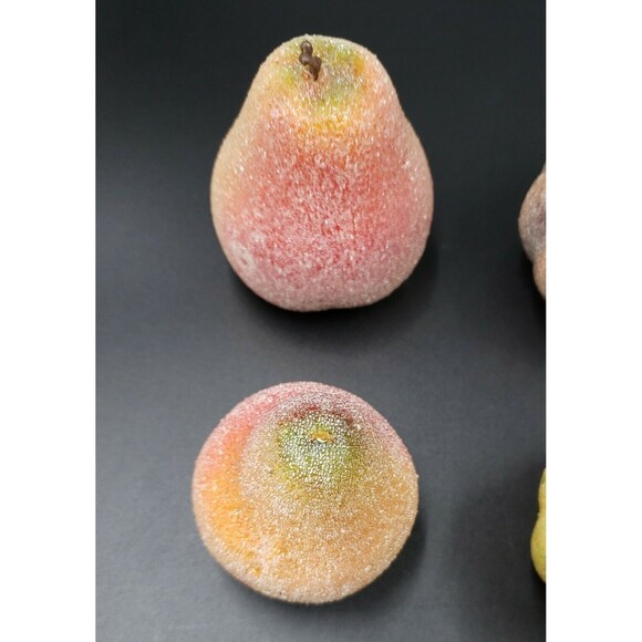 Vintage Faux Fruit Lot Beaded Sugared Harvest Decorative Gourd Apple Pear Orange - Picture 7 of 12